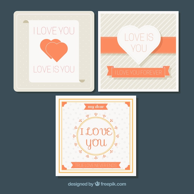 Pack of three beautiful love cards