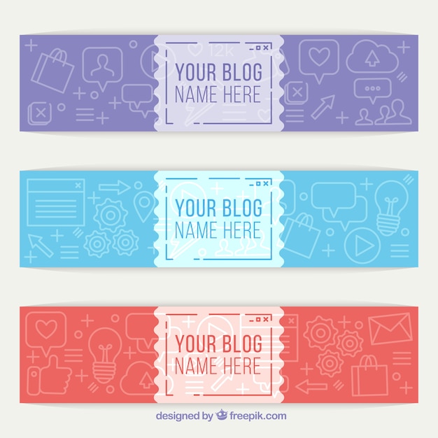 Free vector pack of three blog headers with drawings