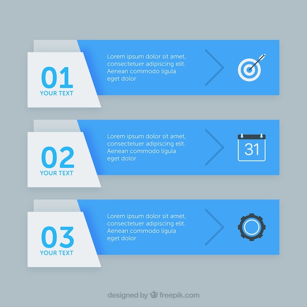 Free vector pack of three blue infographic banners