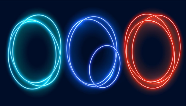 Free vector pack of three glowing led empty frame banner with empty space vector