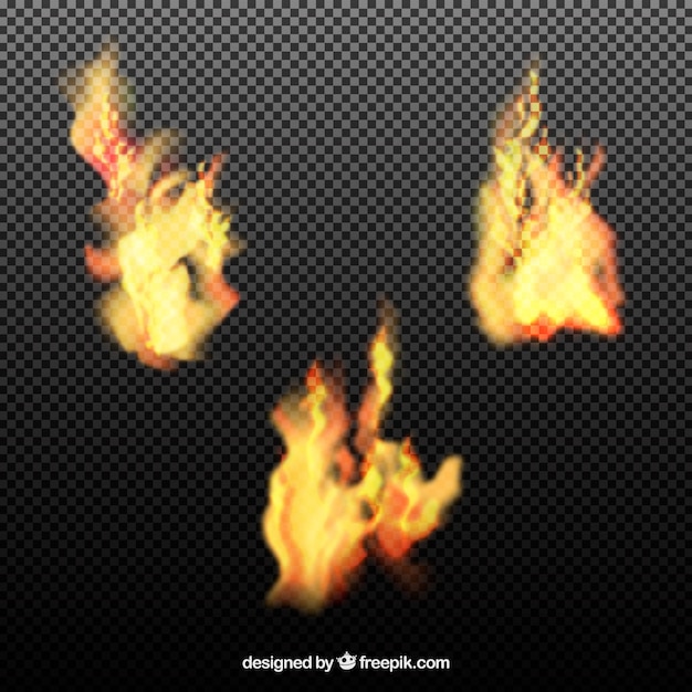 Free vector pack of three realistic flames