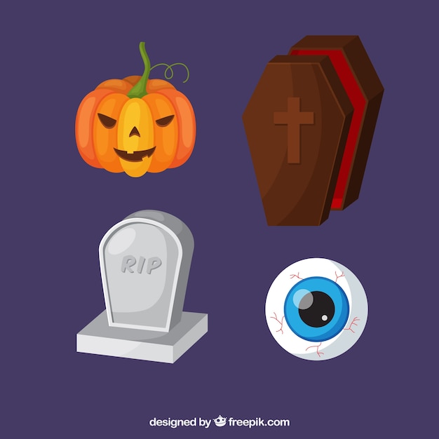 Pack of tomb and other halloween elements