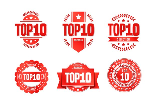 Pack of top ten badges