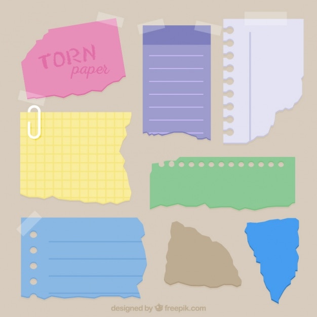 Free vector pack of torn notepad papers