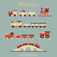 Free vector pack of toy trains in flat design