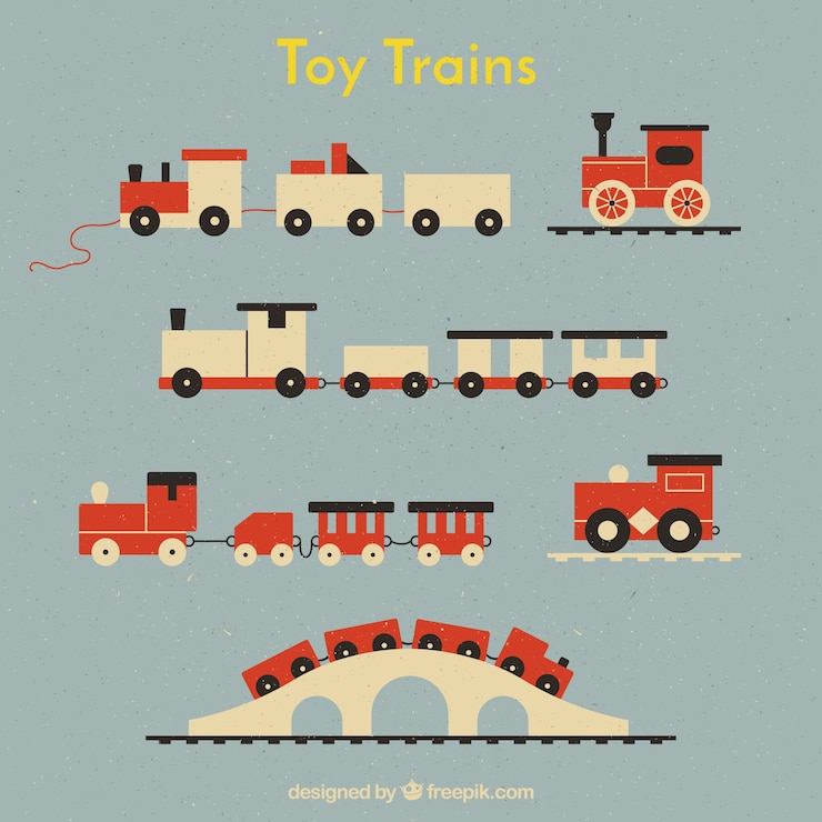Free Vector pack of toy trains in flat design