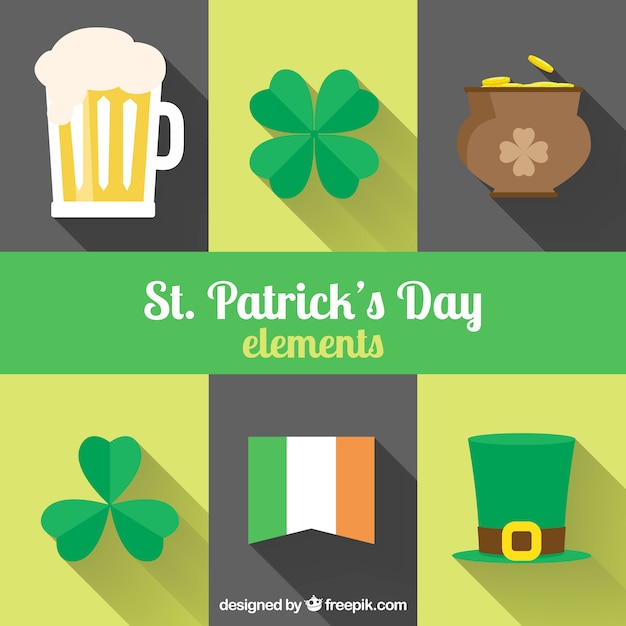Free vector pack of traditional elements of saint patrick's day