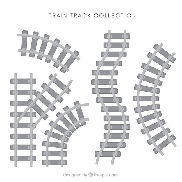 Pack of train tracks in flat design