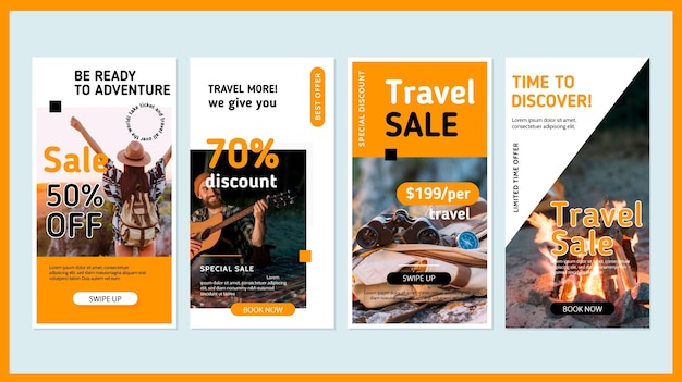 Free vector pack of traveling sale stories