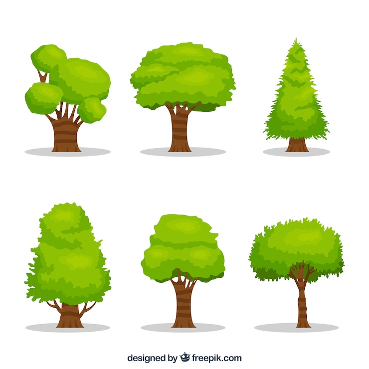 Free Vector pack of trees in 2d style