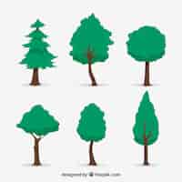 Free vector pack of trees in 2d style