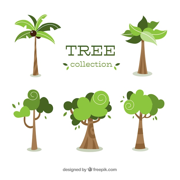 Free vector pack of trees in hand drawn style