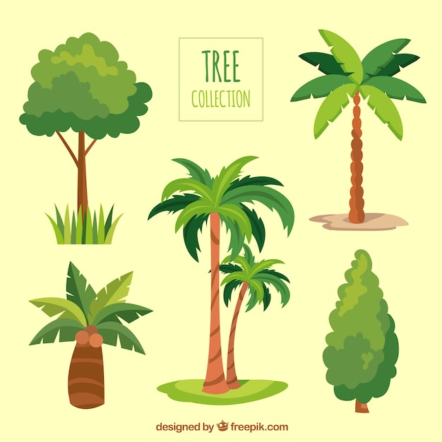 Free vector pack of trees in hand drawn style