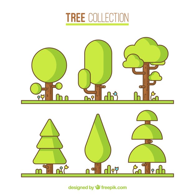 Pack of trees with geometric shapes