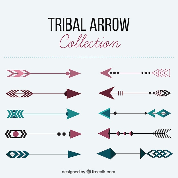 Pack of tribal arrows with different colors