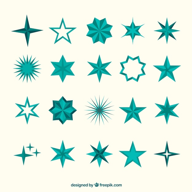 Free Vector pack of turquoise stars
