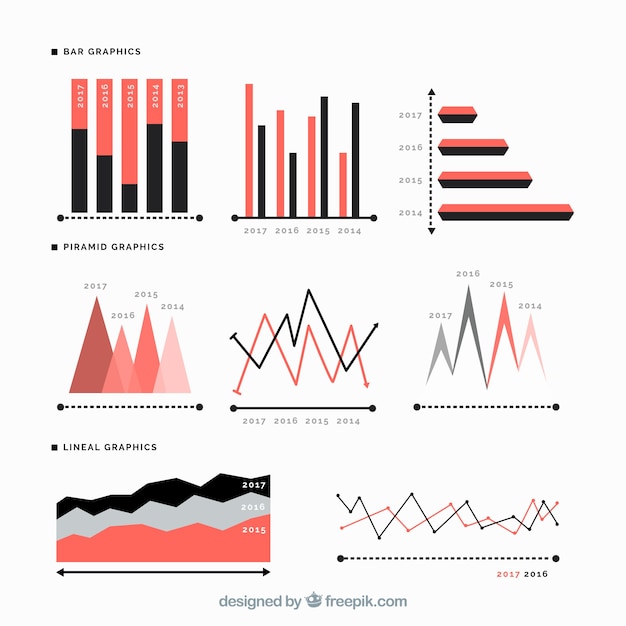 Free vector pack of useful charts for infographics