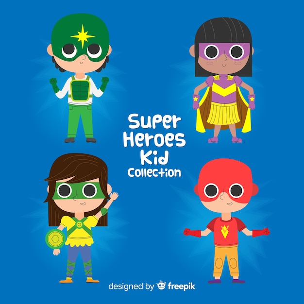 Free vector pack of various superhero kids