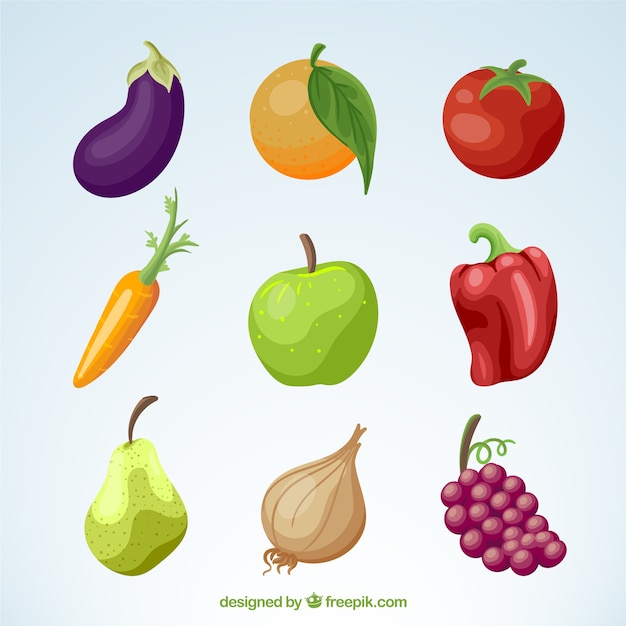 Pack of vegetables and fruits