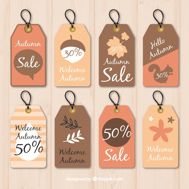 Pack of vintage autumn sale tags