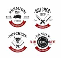 Free vector pack of vintage butcher shop badges