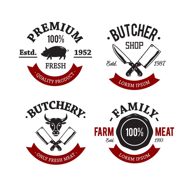 pack of vintage butcher shop badges