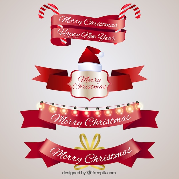 Free vector pack of vintage christmas ribbons