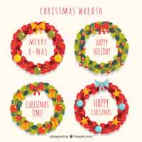 Free vector pack of vintage christmas wreaths