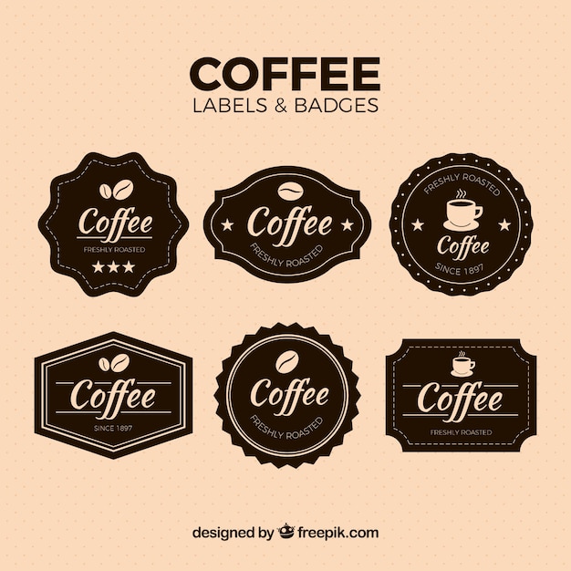 Free vector pack of vintage coffee stickers