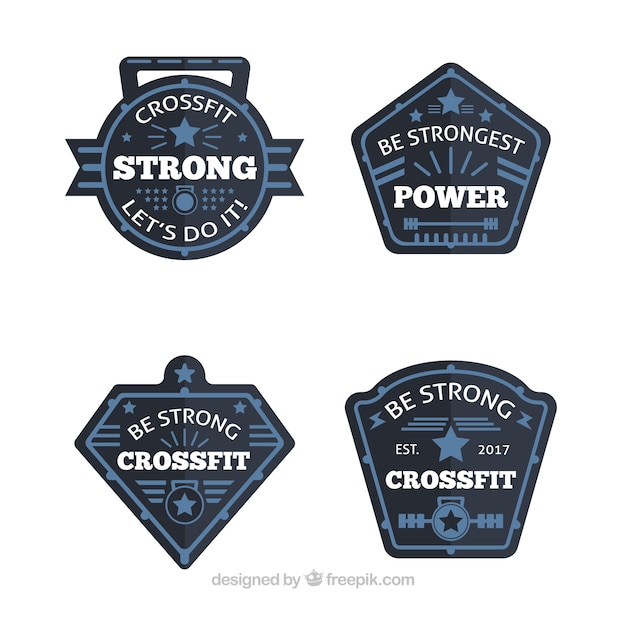 Free vector pack of vintage crossfit stickers