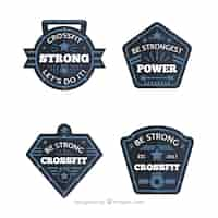 Free vector pack of vintage crossfit stickers