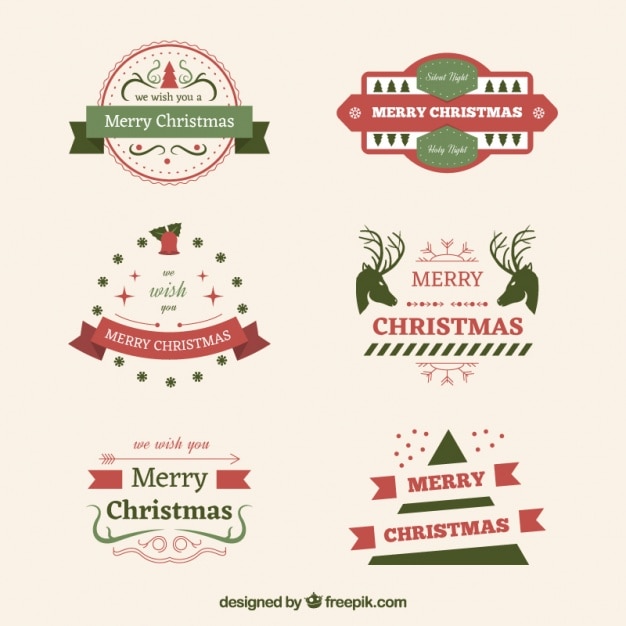 Free vector pack of vintage decorative christmas stickers