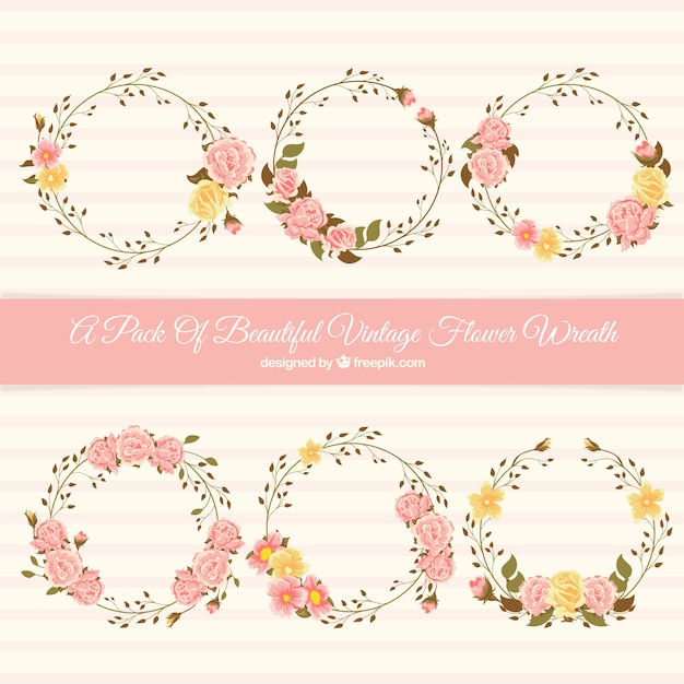 Pack of vintage floral wreaths