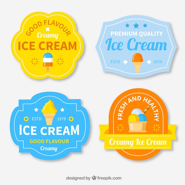 Pack of vintage ice cream stickers