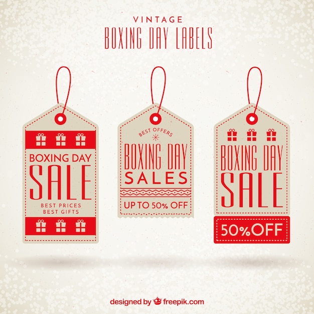 Free vector pack of vintage labels of boxing day sales