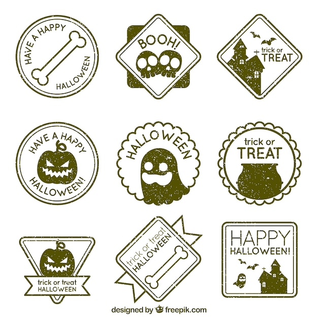 Free vector pack of vintage stickers for halloween