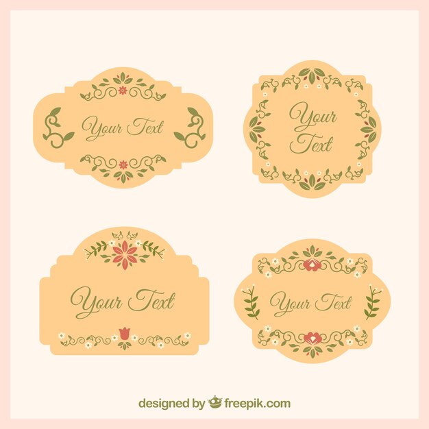 Pack of vintage stickers with floral details