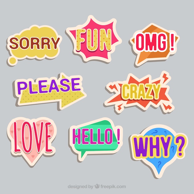 Pack of vintage style word stickers