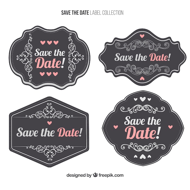 Pack of vintage wedding decorative stickers