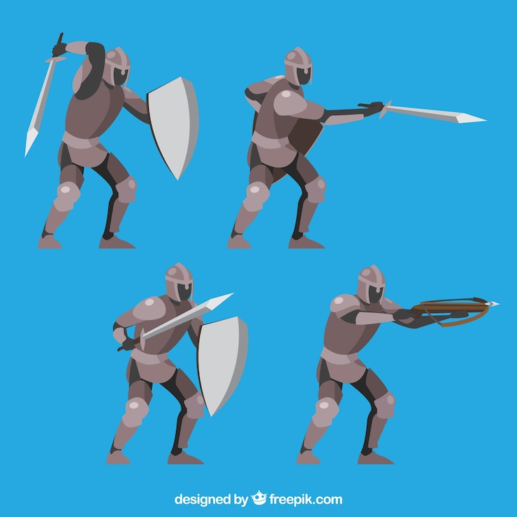 Free Vector pack of warrior in different postures