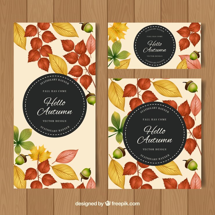 Free Vector pack of watercolor autumn banners with modern style