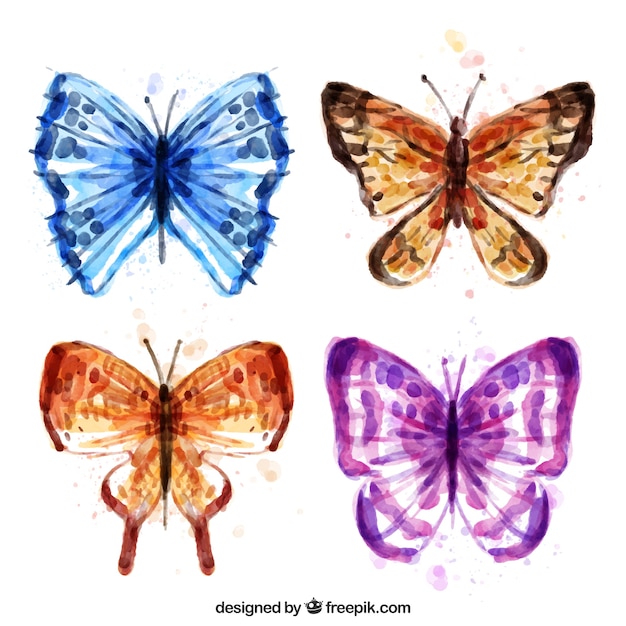 Free vector pack of watercolor butterflies