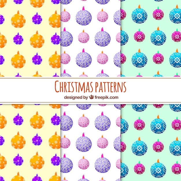 Pack of watercolor christmas balls patterns