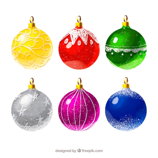 Free vector pack of watercolor christmas balls