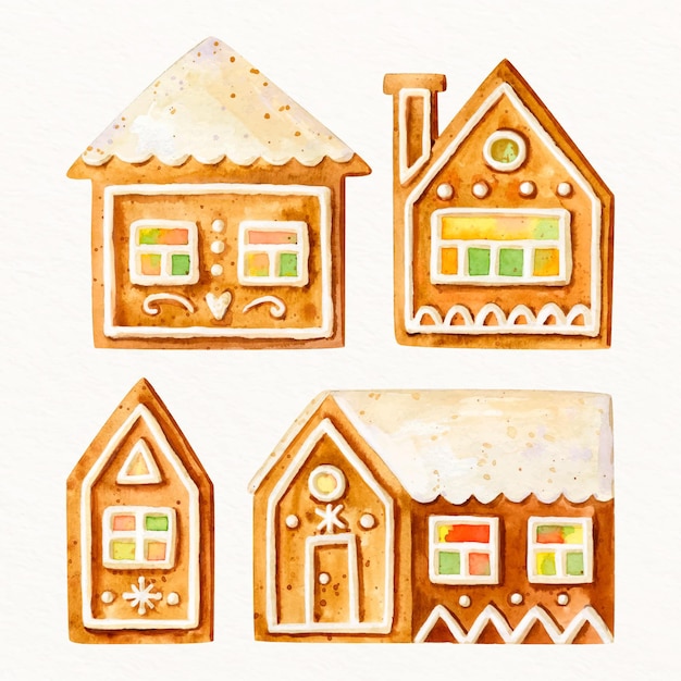 Free vector pack of watercolor gingerbread house