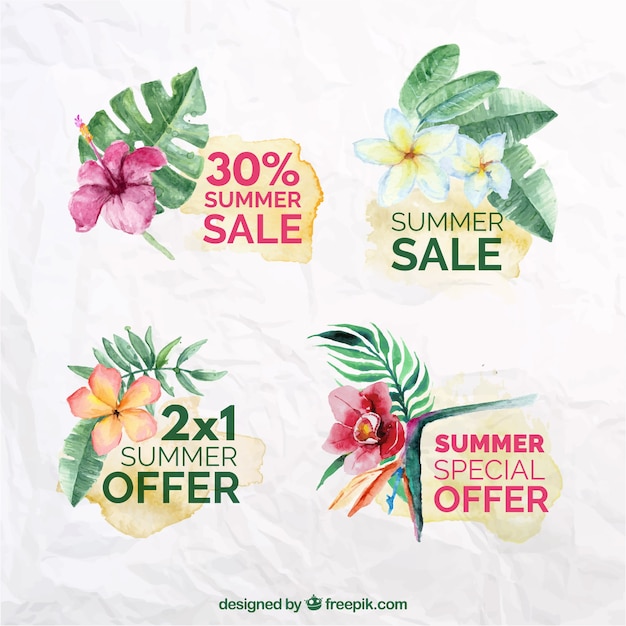 Pack of watercolor sale stickers with flowers