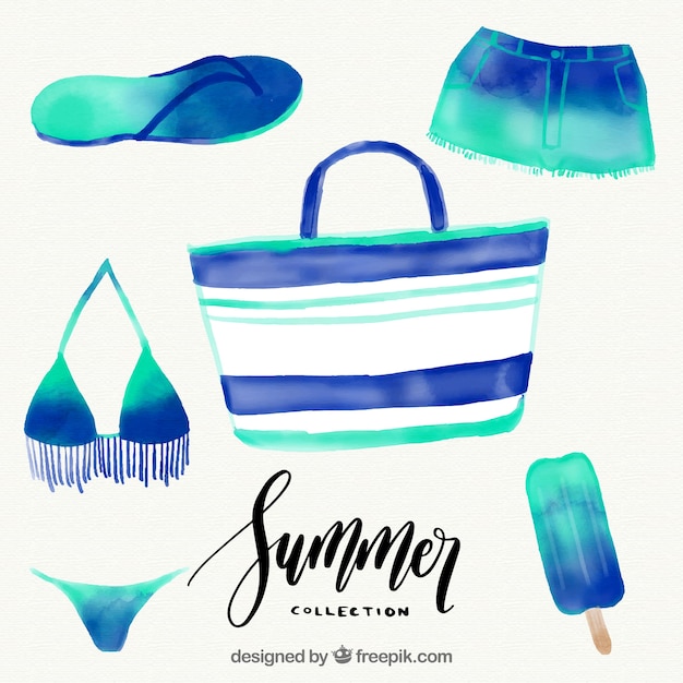 Free vector pack of watercolor summer elements