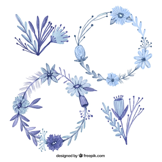 Free vector pack watercolor wreaths