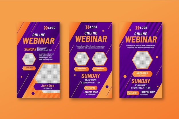 Free vector pack of webinar social media stories