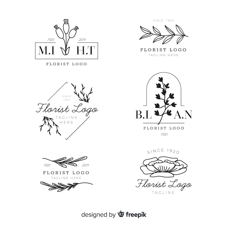 Free Vector pack of wedding florist logos